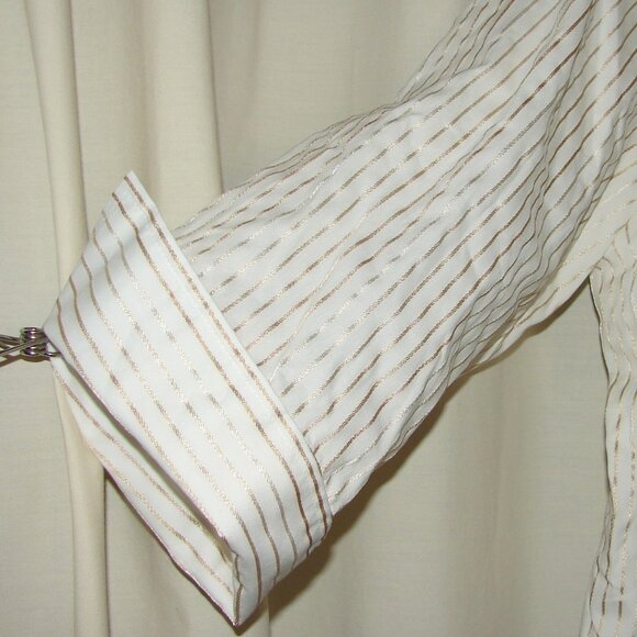 Worthington Woman Stretch Button Front SHIRT, 3X, White w/Gold Stripe NWOT - Picture 4 of 11